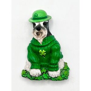Willabee &‎ Ward St. Patrick's Day Schnauzer Dog Shamrock Hat Irish Magnet READ